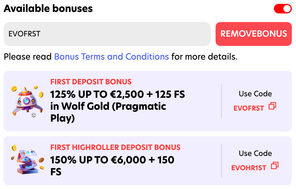 Evospin Promo-Code
